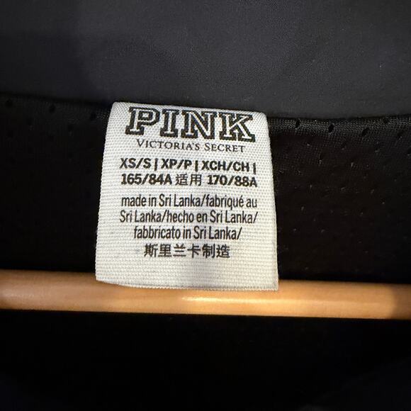 Victoria’s Secret PINK Blue White Colorblock Logo Sleeve Run Windbreaker Jacket - Picture 3 of 8